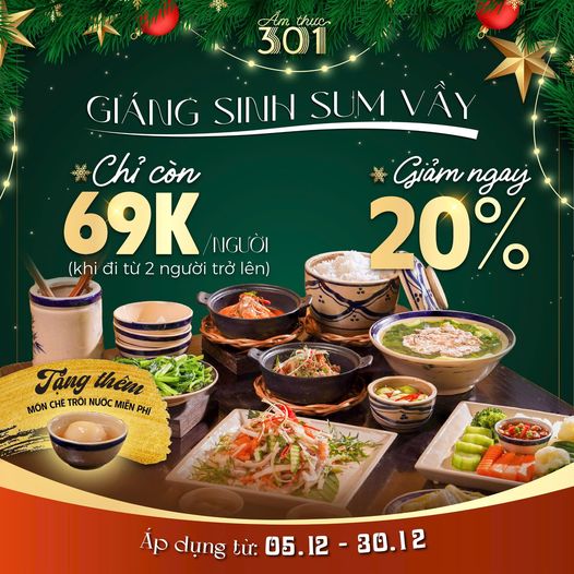 Giáng sinh sum vầy – Bữa cơm 3 miền chỉ 69K/người!